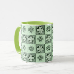 Vintage Grün St Patrick Retro-Kleeblatt-Muster M Tasse