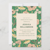 Vintage Grün- und Rosa-Blütenschüler Einladung (Vorderseite)