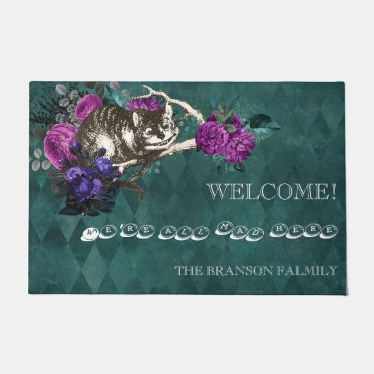 Vintage grüne Alice im Wunderland Cheshire Cat Fußmatte (Vorderseite)