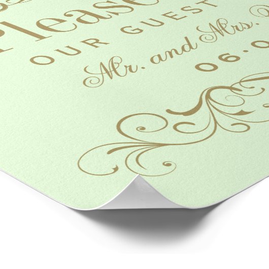 Vintage Grüne Antike Geblüht Gästebuch (Ecke)