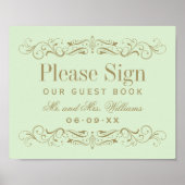 Vintage Grüne Antike Geblüht Gästebuch (Vorne)