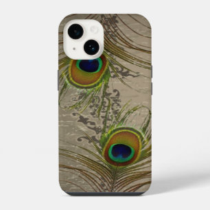 vintage grüne Aqua Pfauenfedern iPhone Hülle