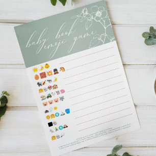 Vintage-Grüne Babyparty-Babybuch-Emoji-Spiel Flyer