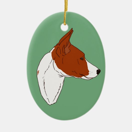 Vintage grüne Basenji Verzierung Keramikornament (Vorne)