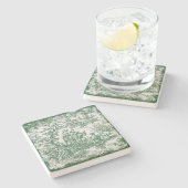 Vintage grüne Baumkrone de jouc gedruckt Steinuntersetzer (Seitenansicht)