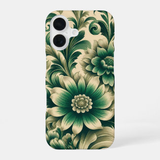 Vintage grüne Blumen iPhone-Hülle Slim iPhone 16 Hülle