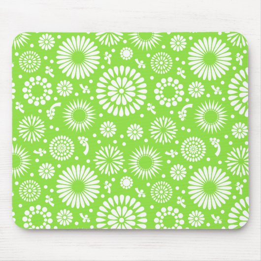 Vintage grüne Blumen Mousepad (Vorne)