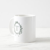 Vintage grüne Botanische Monogramm Kaffeetasse (Vorderseite Links)