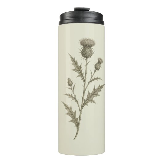 Vintage Grüne Distel Thermosbecher (Vorderseite)