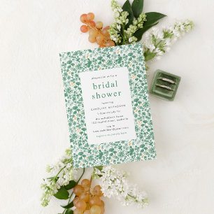 Vintage grüne Ditzy-Blumen-Hochzeitsdusche Einladung