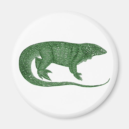 Vintage Grüne Eidechse Magnet (Vorne)