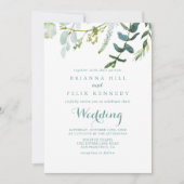 Vintage grüne Eukalyptus-Hochzeit Einladung (Vorderseite)