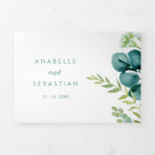 Vintage Grüne Eukalyptus-Kalligrafie-Hochzeit Dreifach Gefaltete Einladung (Cover)