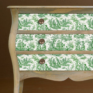 Vintage grüne Floral Toile de Jouy Seidenpapier
