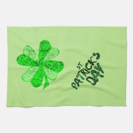Vintage grüne Folge Kleeblatt St Patrick's Day Geschirrtuch (Horizontal)