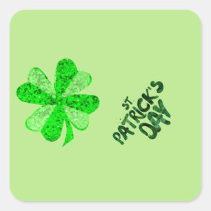 Vintage grüne Folge Kleeblatt St Patrick's Day Quadratischer Aufkleber