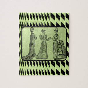 vintage grüne Frauen-Puzzleteile Puzzle