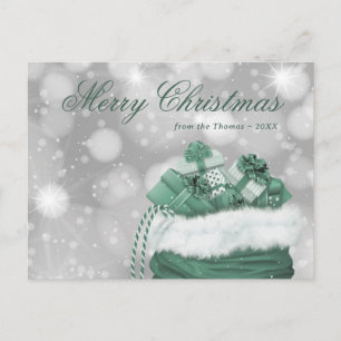 Vintage Grüne Frohe Weihnachten Holiday Postkarte