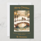 Vintage grüne, goldene Weihnachtslandschaft (Vorderseite)