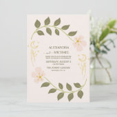 Vintage Grüne Himmelfahrt Botanische Hochzeit Einladung (Stehend Vorderseite)