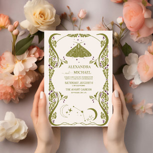 Vintage Grüne Himmlische Botanische Hochzeit Einladung