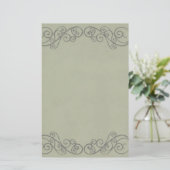 Vintage Grüne Hochzeit Briefpapier (Stehend Vorderseite)