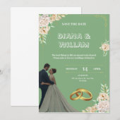 Vintage grüne Hochzeit Einladung (Vorne/Hinten)