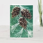 Vintage Grüne Kiefernwälder Grüße Feiertagskarte (Rückseite)