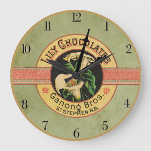 Vintage-Grüne-Lily-Schokoladen-Uhr Große Wanduhr