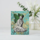 Vintage Grüne Märchen über Aqua Ephemera Postkarte (Stehend Vorderseite)