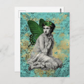 Vintage Grüne Märchen über Aqua Ephemera Postkarte (Vorne/Hinten)