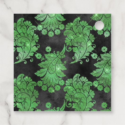 Vintage grüne Maskerade Geschenkanhänger (Rückseite)