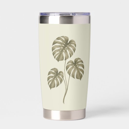 Vintage-grüne Monstera-Blätter Thermobecher (Vorderseite)
