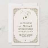 Vintage grüne mystische botanische Hochzeit Einladung (Vorderseite)