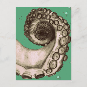 Vintage grüne nautische Oktopus Tentakel Postkarte