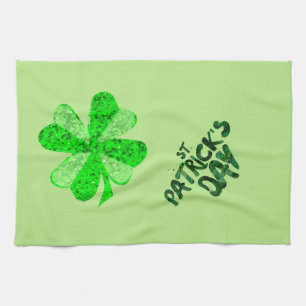 Vintage grüne Pailletten Shamrock St. Patrick's Da Geschirrtuch