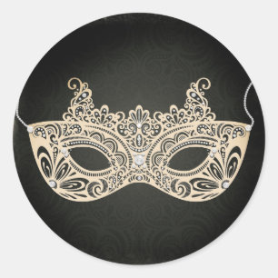 Vintage Grüne Perlen-Maskerade-Maske Süße 16-Party Runder Aufkleber