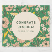 Vintage grüne rosa Blumenstuhlparty Custom Bierflaschenetikett (Einzelnes Label)