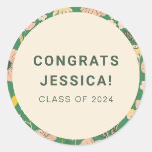 Vintage grüne rosa Blumenstuhlparty Custom Runder Aufkleber