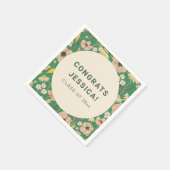 Vintage grüne rosa Blumenstuhlparty Custom Serviette (Ecke)