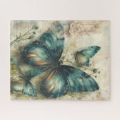 Vintage grüne Schmetterlinge Puzzle (Horizontal)