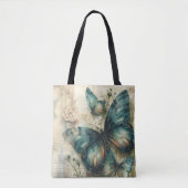 Vintage grüne Schmetterlinge Tasche (Vorderseite)