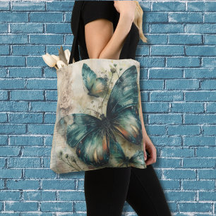 Vintage grüne Schmetterlinge Tasche