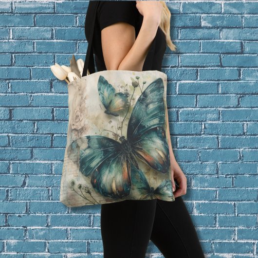 Vintage grüne Schmetterlinge Tasche