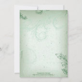 Vintage, grüne Scrollblatthochzeit Einladung (Rückseite)