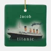 Vintage Grüne Titanic Weihnachten Keramikornament (Rückseite)