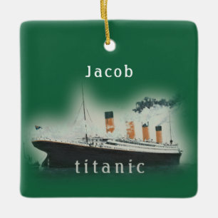 Vintage Grüne Titanic Weihnachten Keramikornament