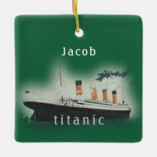 Vintage Grüne Titanic Weihnachten Keramikornament (Vorderseite)