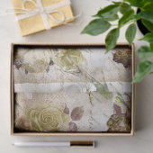 Vintage Grüne Vögel und Rose Seidenpapier (Geschenk)