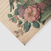 Vintage Grüne Vogelkäfige und Blumendecoupage Seidenpapier (Ausschnitt)